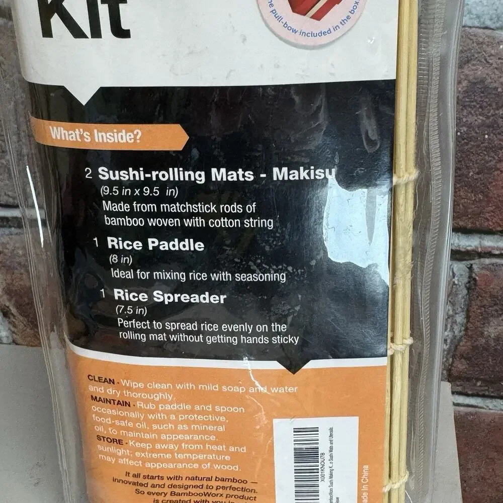 Bambooworx Sushi Rolling Kit NIP Makusi Mats Rice Paddle‎ Spreader Utensils